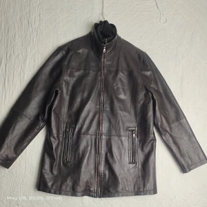 Mens Paul Berman Leather Jacket Size Large Black Full Zip - Picture 1 of 21