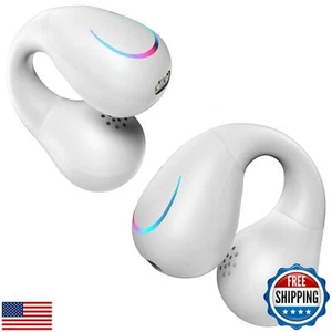 Open Ear Headphones Clip On Earbuds Bluetooth 5.3 Wireless Earphones with LED - Picture 1 of 5
