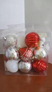 18er Set AQUASILBER, ROT, WEISS BRUCHSICHER Weihnachtsschmuck ~ Neu im Karton - Bild 1 von 5