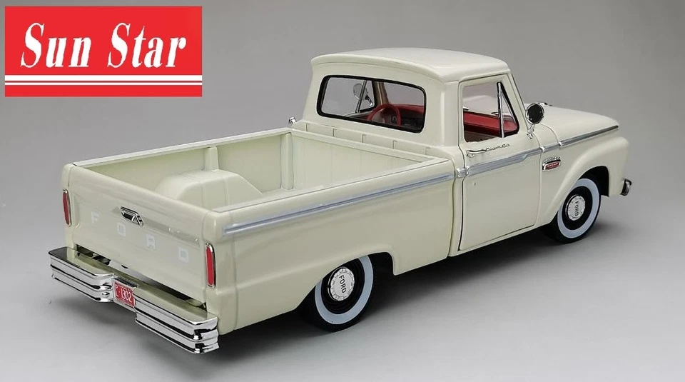 Sun-Star 1965 Ford F-100 Custom Cab Pickup Truck White 1 18 (1302)