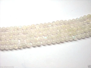 BEAUTIFUL NATURAL REAL RAINBOW MOONSTONE GEMSTONE NECKLACE 36"SILVER CLASP 925 - Picture 1 of 3