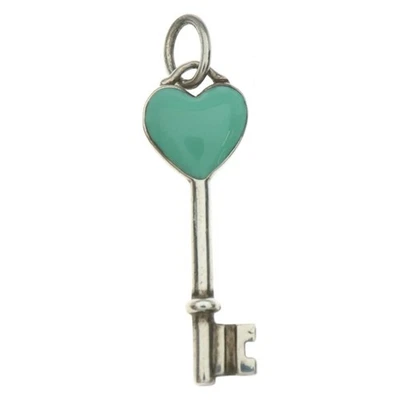 TIFFANY & Co. Heart Key Chain Necklace Silver blue Used fbf987d5057e242939bf748d - Image 1 of 4