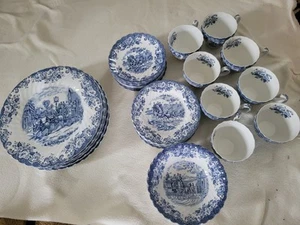 Johnson Brothers Coaching Scenes Dinnerware 36 Pcs Blue - Picture 1 of 7