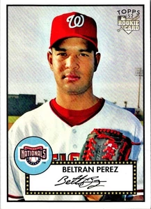 2007 Topps Rookie Edición 1952 Beltrán Pérez #205 Nacionales de Washington - Imagen 1 de 2