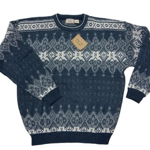 Vintage 80s/90s Bugle Boy Fair Isle/Nordic Knit Style Sweater - Men's L - NWT - Picture 1 of 7