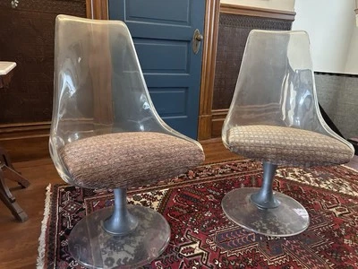  Pair  of retro, MCM, Mid Century Modern, Chromcraft, Smoke Lucite Chairs. - Image 1 of 4