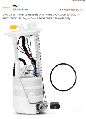 Bomba de combustible DWVO compatible con Nissan Rogue 2008-2015 2,5 L AWD solamente Foto 1 de 4