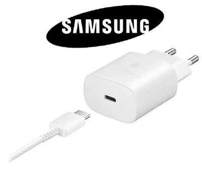 SAMSUNG Original Chargeur Rapide 25W BLANC USB Type C Galaxy S24 S23 S22 A55 A15 - Bild 1 von 4