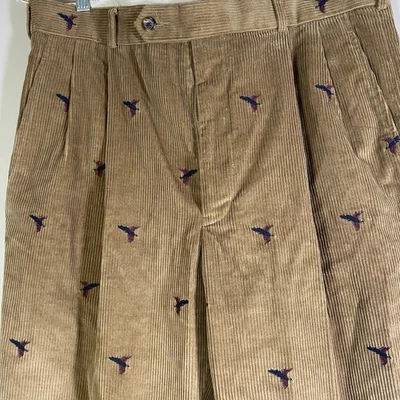 Brooks Brothers Pants Men 36x30 Embroidered Pheasant Corduroy Brown Country VTG - Image 1 of 4