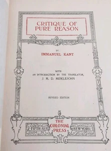 The World's Great Classics, Critique of Pure Reason, Kant, 1900, Revised Ed. - Imagen 1 de 12