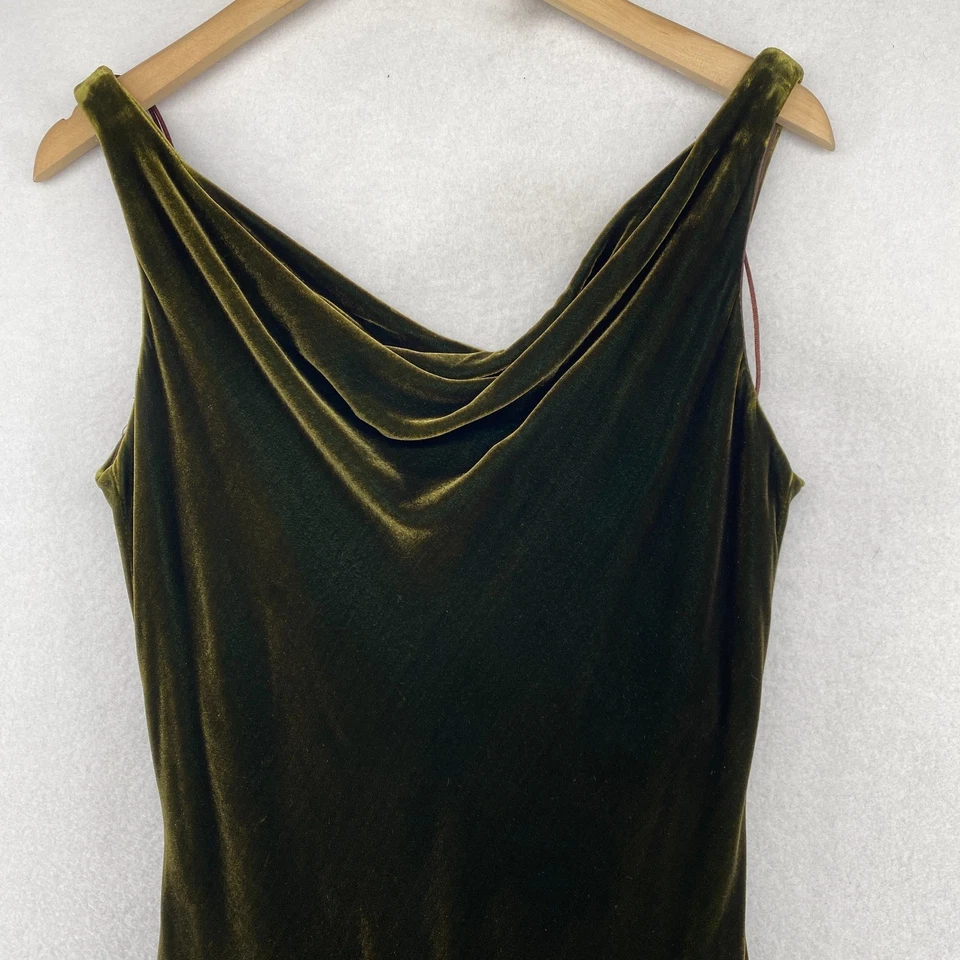 Vestido CARMEN MARC VALVO 8 Terciopelo Mezcla Seda Capucha Cuello Maxi Cóctel Verde HK DE COLECCIÓN Foto 1 de 4