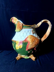 Fitz & Floyd Huntington Pitcher - Fall, Leaves Green, Gold & Red Autumn Colors - Picture 1 of 8