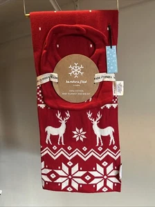 Handcrafted Made In India 100% Cotton Winter Baby Blanket And Bib Set "Deer" - Picture 1 of 5