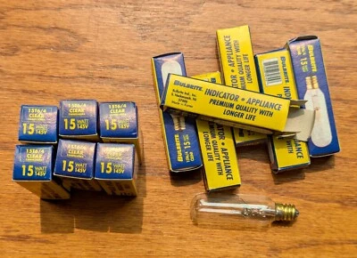 Cantidad de 12 Bulbrite Electrodoméstico/Indicador 15W 15T6/4 Bombilla Lámpara Foto 1 de 2