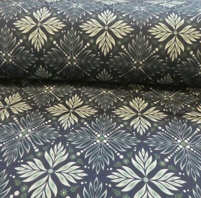 Ab 22,00€/m Softshell mit kuschliger Innenseite blau grün Blumen  - Bild 1 von 4