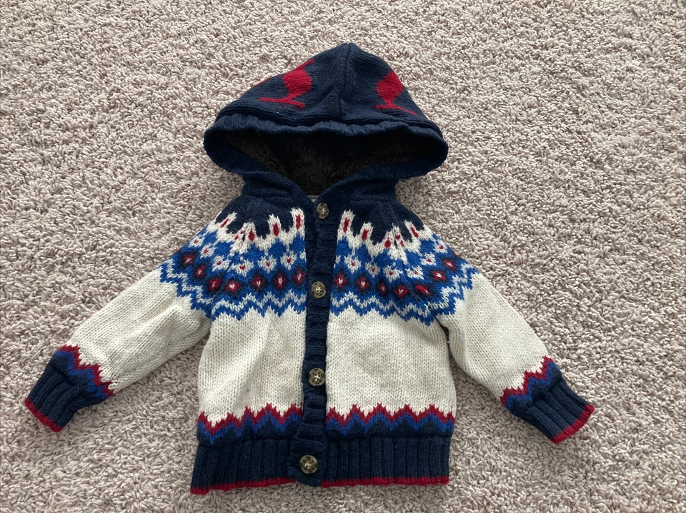 Детский хлопковый свитер толстовка с капюшоном American Eagle 77 размер 12-18 месяцев на пуговицах  - Изображение 1 из 4