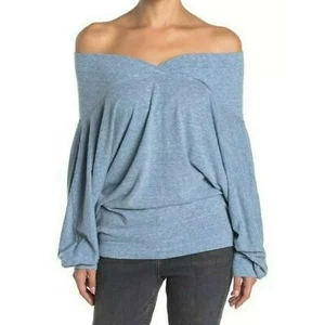 We the Free Blouse Top Women's XS Blue Sequoia Wide Neck - Picture 1 of 5
