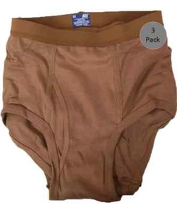 GI Military Men's Cotton Briefs 100% Combed Cotton 3 Pack- Brown New Irregulars - Picture 1 of 1