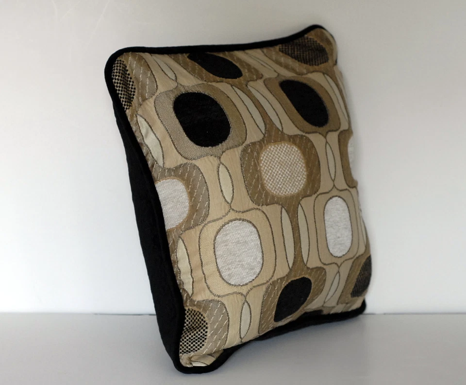 modern contemporary black tan white decorative embroidered pillows for sofa - Image 1 of 4