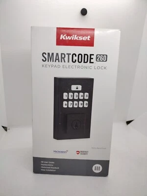 全新 Kwikset Smartcode 260 键盘 电子门锁 992600-006 哑光 黑色 — 第 1/4 张图片