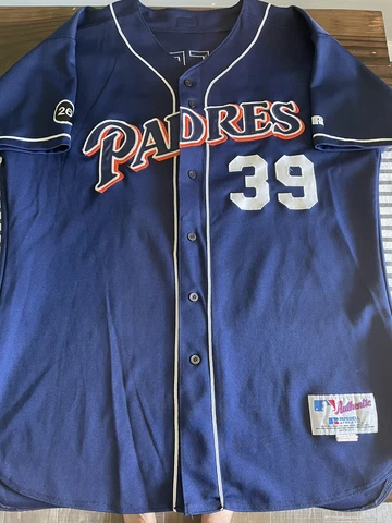 San Diego Padres 2002 MLB Game Worn/Issued Jersey Russell Athletic 52+2 Cover