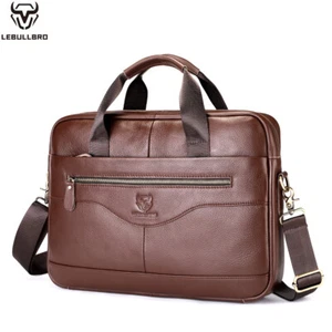 Men Genuine Leather Shoulder Messenger Bag Business Work Bag Briefcase Handbag Z - Picture 1 of 12