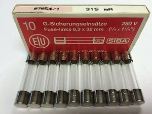F315mA250V SIBA 7005960 315mA Quick Blow Glass Fuse 6x32mm 250V Pk5/Pk10 JPSF385 - Picture 1 of 3