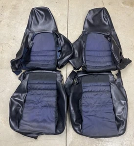 Porsche 944 951 Turbo S2 Scripted Front Sport Seat Covers Black Vinyl - Picture 1 of 24