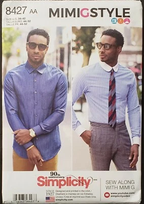Simplicity 8427 Mimi G Style Men's Fitted Button Up Shirt ~ Size 34 - 42 - Image 1 of 3