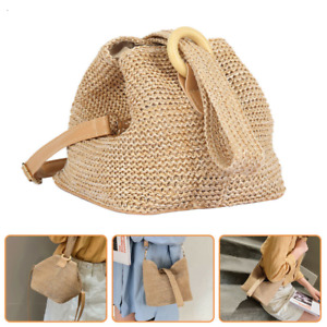 Women Boho Straw Woven Handbag Summer Beach Tote Bag Round Rattan Shoulder Bags