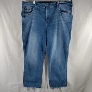 Old Navy Plus Size Cropped Flare Jeans Womens Size 18 Raw Hem High Rise Stretch - Picture 1 of 11