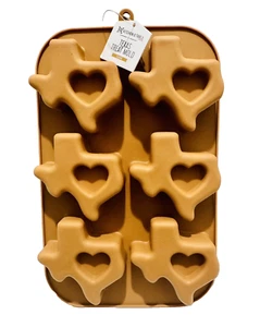 TEXAS HEART Silicone Treat Mold; Microwave & Oven Safe up to 450°, Bar Ice Cubes - Photo 1 sur 8