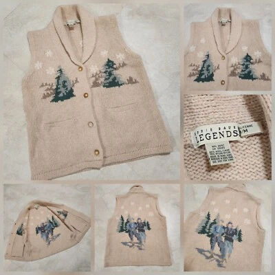 VTG Eddie Bauer Legends Womens M Medium Wool Cardigan Christmas Sweater Vest - Image 1 of 4