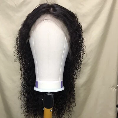 20In 13x4 Lace Front Real Human Hair Wig Curly Black Brazilian Remy Preplucked - Image 1 of 4