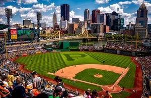 PNC park Printed on Canvas, Pittsburgh skyline, Large Pittsburgh Pirates Print, - Picture 1 of 5