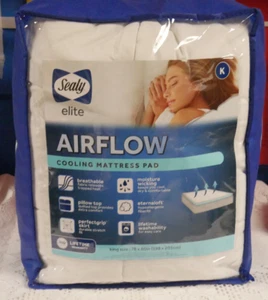NIP SEALY ELITE AIRFLOW COOLING MATTRESS PAD KING SIZE PILLOW TOP HYPOALLERGENIC - Picture 1 of 8