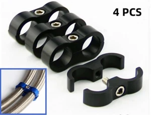 4x Universal AN-10 AN10 19MM CNC Stainless Braided Hose Seperator Clamp Bracket - Picture 1 of 8