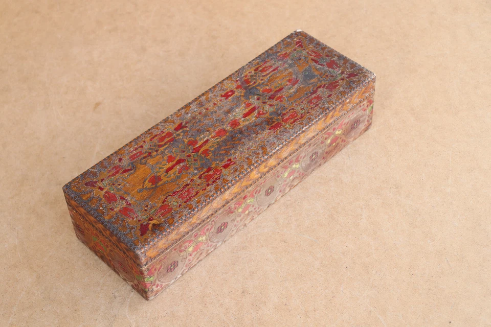 Antique Vintage Wooden Wood Trinket Box Jewelry Case Hand Crafted Signed 1948 - Image 1 of 4