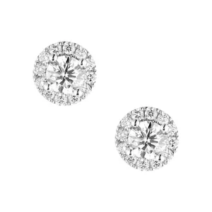 14K White Gold Lab Grown Diamond Stud Earrings MZ9714 - Picture 1 of 7