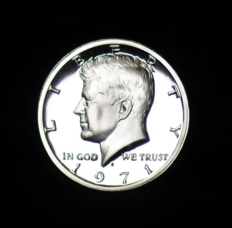 1971 S Kennedy Half Dollar Gem PROOF US Mint Set Coin Cover