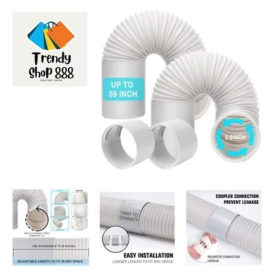 Шланг портативного кондиционера с муфтой 5,9 дюйма вытяжной вентилятор переменного тока двойной упаковка 2 шт. - Изображение 1 из 4