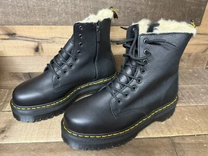 ⚡️Dr. Martens Air Wair Jadon Pisa Black Platform Leather Boots Fur US 10 NEW⚡️ - Picture 1 of 6
