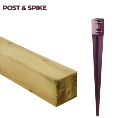 Fence Post Spike 75mm x 600mm & 6ft Wooden Fence Post Treated Timber - Image 1 of 4