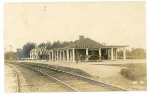 RPPC NY Port Jefferson 1908 Railroad Station Depot Suffolk County - Imagen 1 de 2