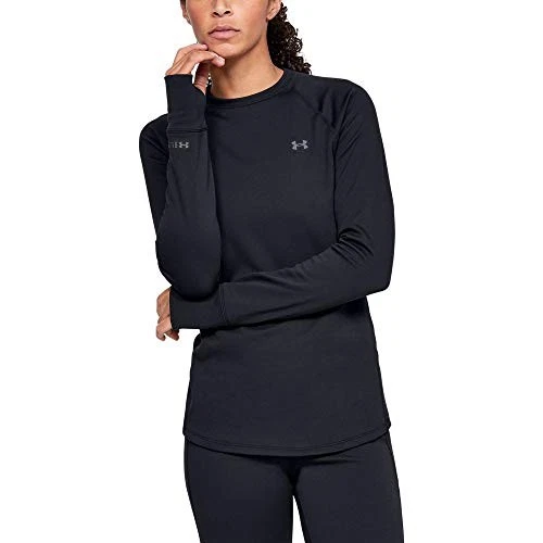 Under Armour 1343320001md Base 3.0 Womens M Black Baselayer Crew L/s Shirt