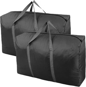100L Extra Large Storage Bags, Big Moving Bags with Strong 2 Pack, Black - Picture 1 of 6