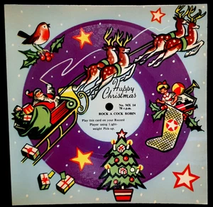 Vintage MELODY CHRISTMAS CARD 1950's Playable Disc, MX14- 'Rock a Cock Robin' - Picture 1 of 5
