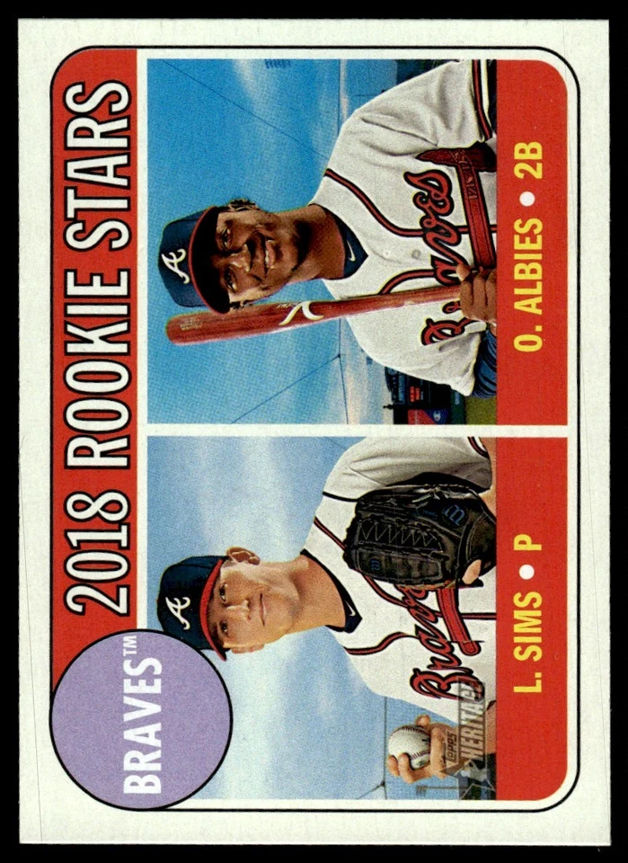 2018 Topps Heritage Ozzie Albies/Lucas Sims Rookie Atlanta Braves #331 - Image 1 of 2
