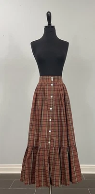 The J. Peterman Company Multicolor Plaid Gathered Full Skirt - Size 6 - Image 1 of 4