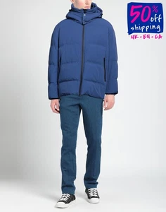 RRP€650 ESEMPLARE Techno Fabric Quilted Jacket Size L Blue Removable Hood - Picture 1 of 9